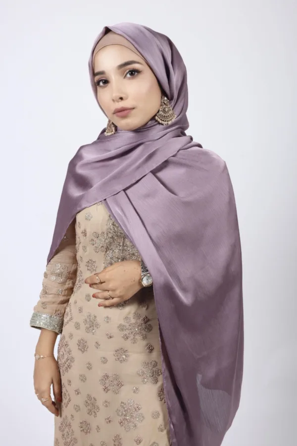 9F18BD79-EEF9-4700-A9DA-CC3CF90F45FB.jpeg Thunder Purple Muna Satin Hijab - Image 1
