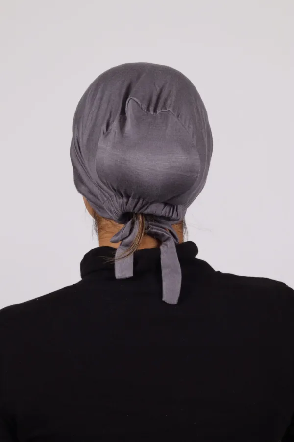 Dark Grey Tieback Hijab Cap - Image 2
