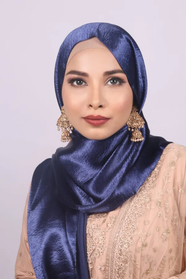 Opera Blue Marble Satin Hijab - Image 2