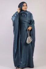 Moroccan Kaftan Organza Abaya - Nirvana Blue