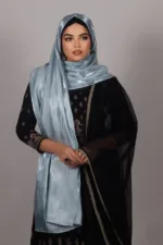 Misty Blue Premium Organza Hijab - Image 2