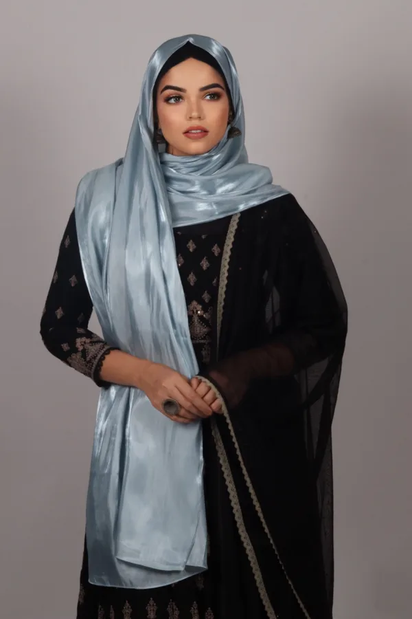 Misty Blue Premium Organza Hijab - Image 2