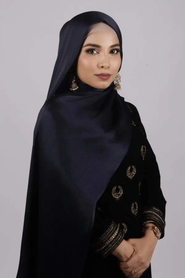 Midnight Blue Muna Satin Hijab - Image 1