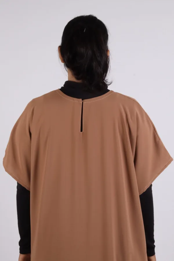 Inner Layering Half-Sleeve Dress / Slip – Nude Beige - Image 3