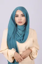 Teal Classic Cotton Hijab - Image 2