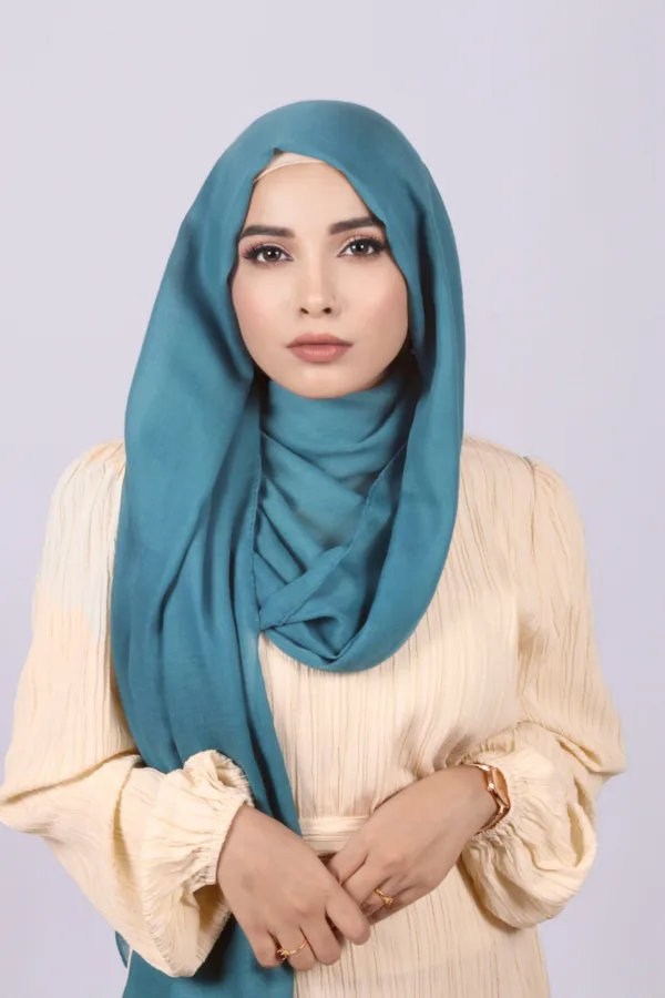 Teal Classic Cotton Hijab - Image 2