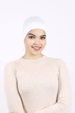 White Ribbed Tube Cap