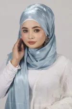 Bubble Blue Premium Organza Hijab - Image 2