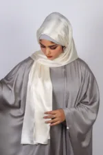 Cream Gold Marble Satin Hijab - Image 3