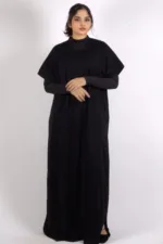 Inner Layering Half-Sleeve Dress / Slip – Black