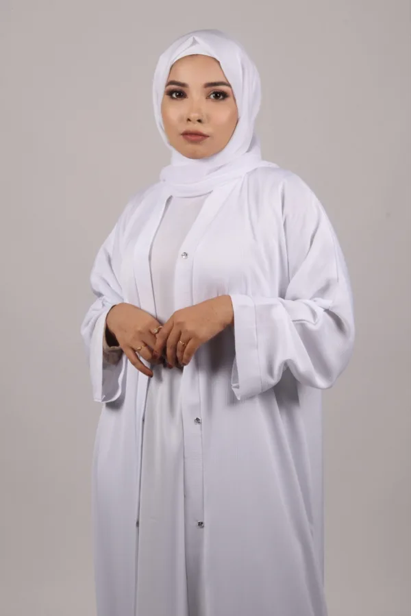 Zara Everyday Zoom Abaya Front Open with pocket - Pure White - Image 4