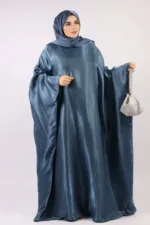 Moroccan Kaftan Organza Abaya - Nirvana Blue - Image 2