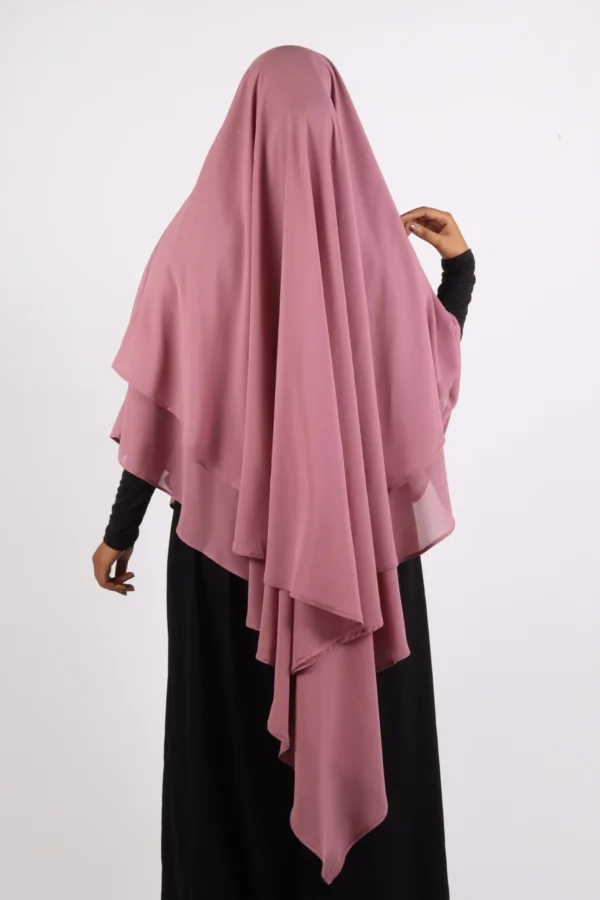 Mallika Double Layer Georgette Princess Khimar - Dusty Pink - Image 2