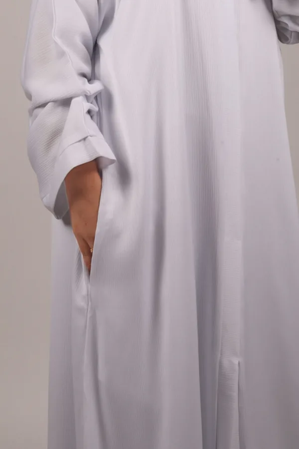 Zara Everyday Zoom Abaya Front Open with pocket - Pure White - Image 5