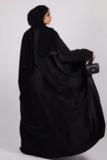 Nadira Luxury Kaftan Front Open with Black Diamond Trim - Kohl - Image 2