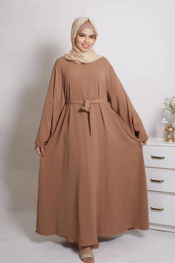 Eve Classic Abaya Dress - Tan - Image 3