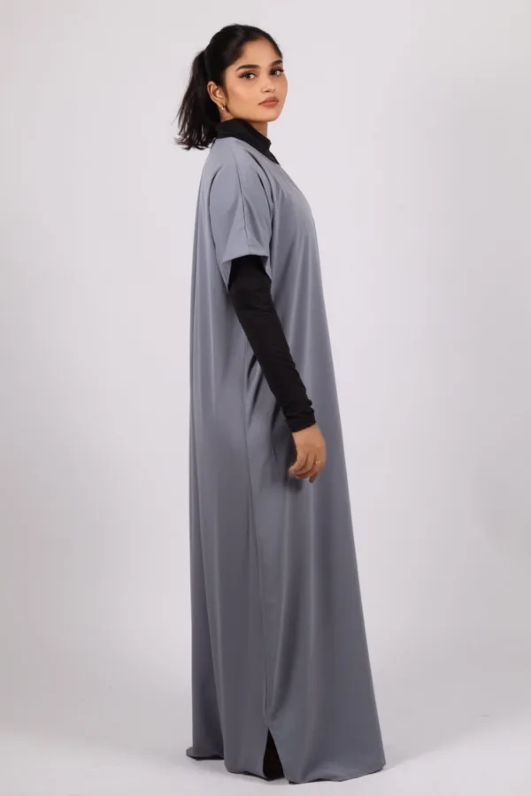 Inner Layering Half-Sleeve Dress / Slip – Grey - Image 1