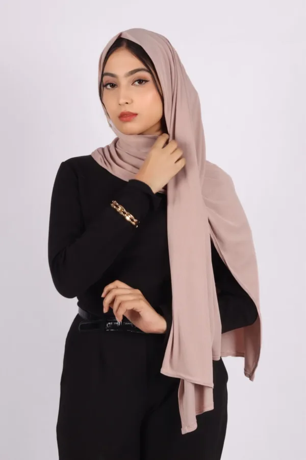 Champaigne Turkish Pleated Jersey Hijab - Image 1