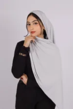 Smoke Turkish Pleated Jersey Hijab - Image 2