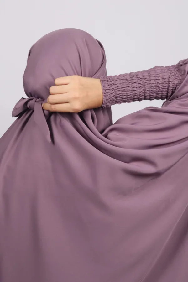 Haya Premium Nida Jilbab 3-Piece Set with Niqab - Dark Lavender - Image 6