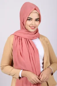 Salmon Chiffon Pleated Hijab