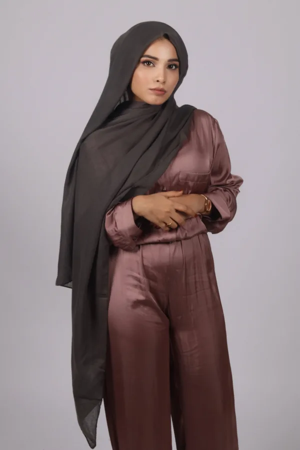 Charcoal Classic Cotton Hijab - Image 2