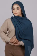 Peacock Cotton Pleated Hijab - Image 2