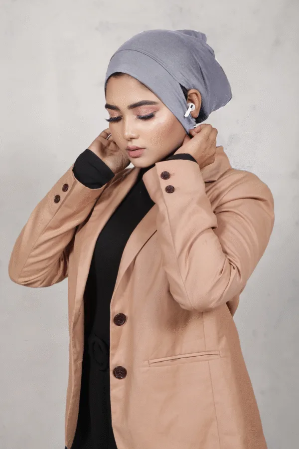 B507E914-CDDA-4C6B-BB47-154160F20D84.png Grey Ear-slit Access Hijab Cap - Image 1
