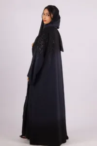Mehtab Sparkling Glitter Dual Tone Abaya with Front Open - Arabian Night