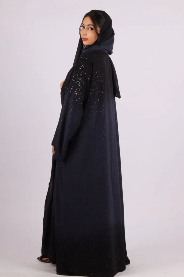 Mehtab Sparkling Glitter Dual Tone Abaya with Front Open - Arabian Night - Image 1