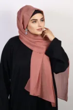 Salmon Cherry Shimmer Chiffon Hijab - Image 2