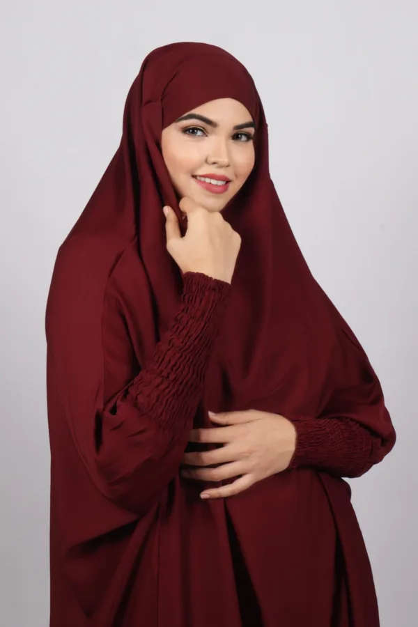 Haya Premium Nida Jilbab 3-Piece Set with Niqab - Maroon - Image 4