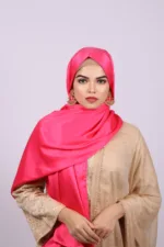 Lava Pink Matte Satin Hijab - Image 2