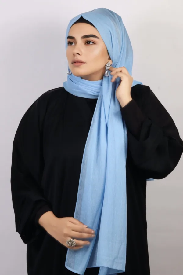 Candy Blue Shimmer Chiffon Hijab - Image 3