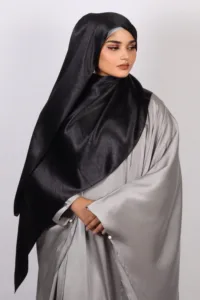 Black Marble Satin Hijab