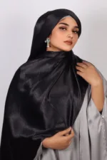 Black Marble Satin Hijab - Image 3