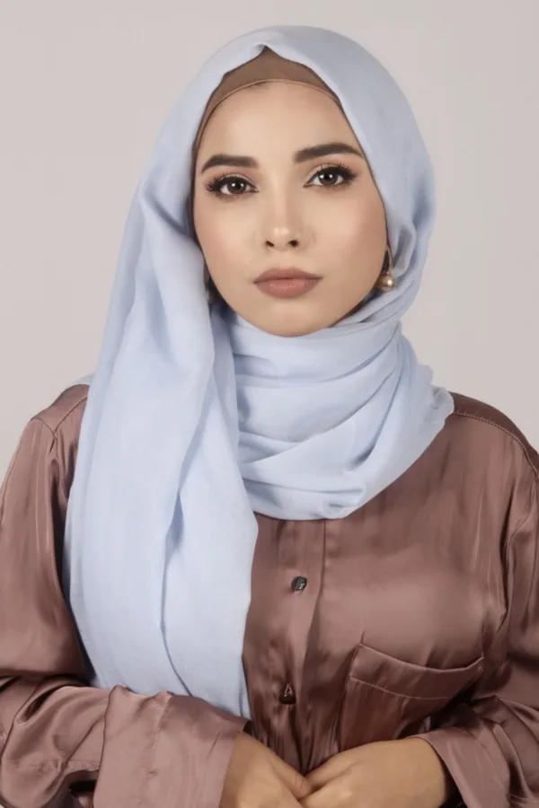 Powder Blue Classic Cotton Hijab - Image 2