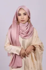 Rose Gold Rhinestone Silk Hijab - Image 2