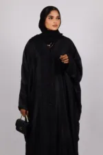 Nadira Luxury Kaftan Front Open with Black Diamond Trim - Kohl