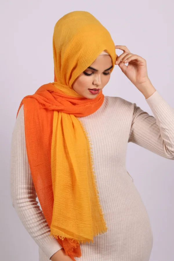 B9A7624D-14AB-4CD5-BE37-61298C93B31F-1.jpeg Sunburst Ombre Crinkled Cotton Hijab - Image 1