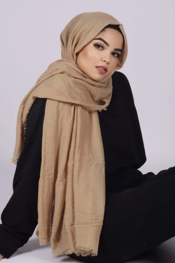 Nude Butter Premium Crinkled Cotton Hijab - Image 2