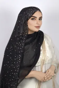 Black Moon Drop Chiffon Hijab