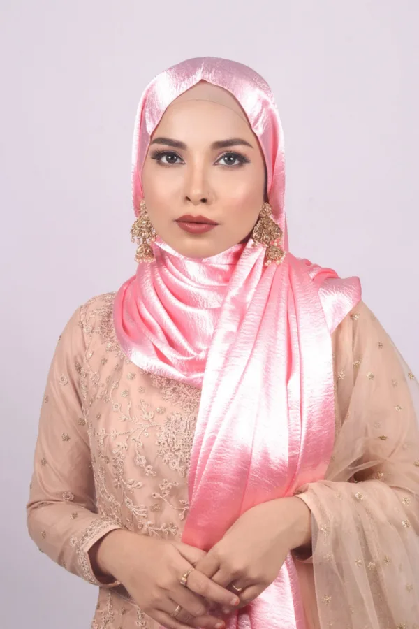 Rose Marble Satin Hijab - Image 2