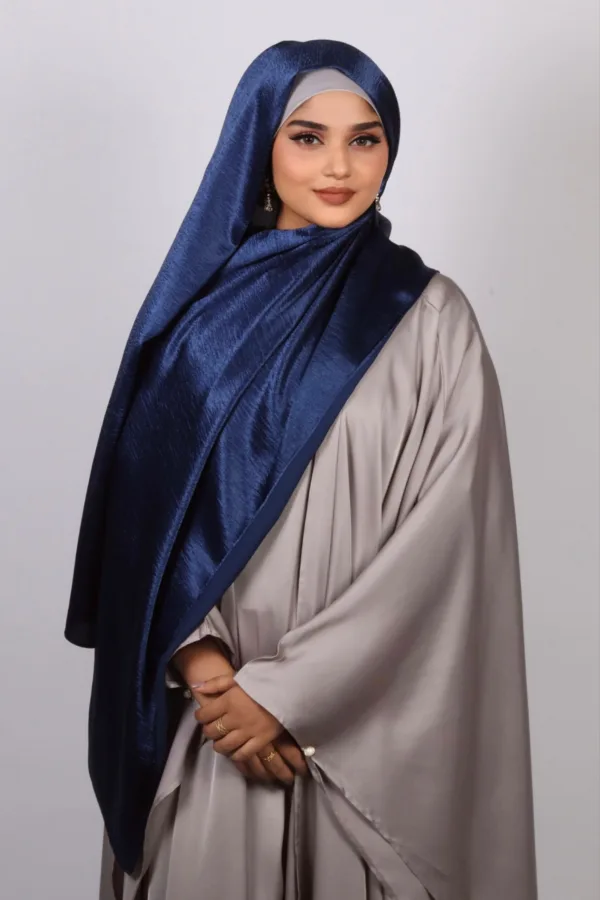 Royal Blue Marble Satin Hijab - Image 1