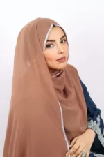 Classic Nude Crystal Hijab - Image 2