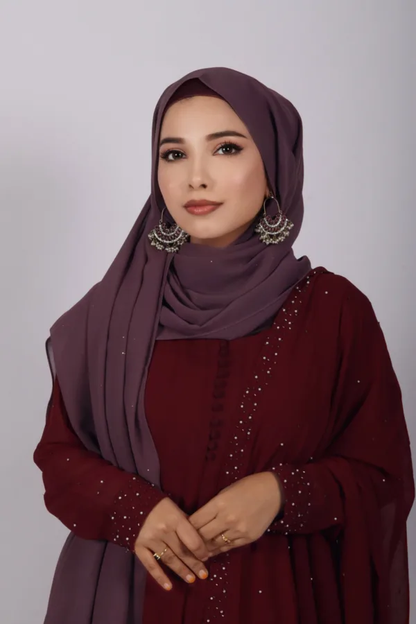 Dusty Berry Glitter Chiffon Hijab - Image 2