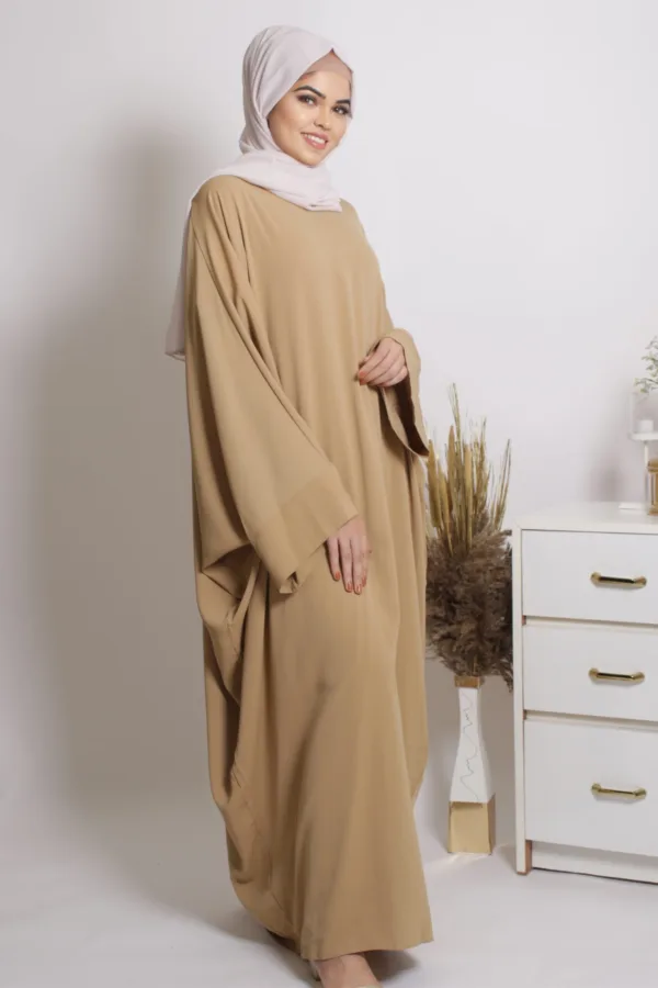 BDE4436D-4BC5-4750-813A-896CE4B7DA03-1.jpeg Farasha Kaftan Abaya - Beige - Image 1