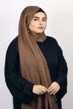 Choco Beige Shimmer Chiffon Hijab - Image 3