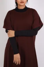 Inner Layering Half-Sleeve Dress / Slip – Chocolate - Image 2