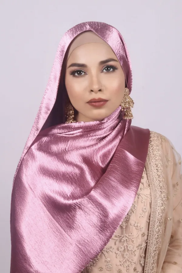 Rose Gold Marble Satin Hijab - Image 2